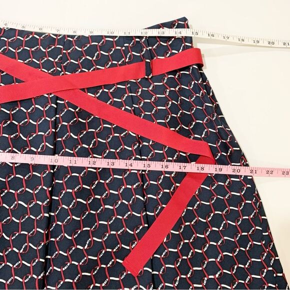 NWT VTG Talbots 100% Silk Monogram Nautical Print Skirt Ribbon Waist Tie 6 - Picture 9 of 10